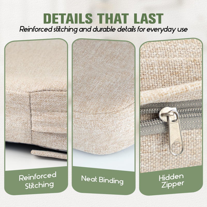 kingphenix Dining Chair Cushions Set of 4, 2.5 inch Thick Kitchen Chair Pads with Ties, Non Slip Bottom, Removable Washable Cover, 17â€ x 16â€, Beige - Image 5