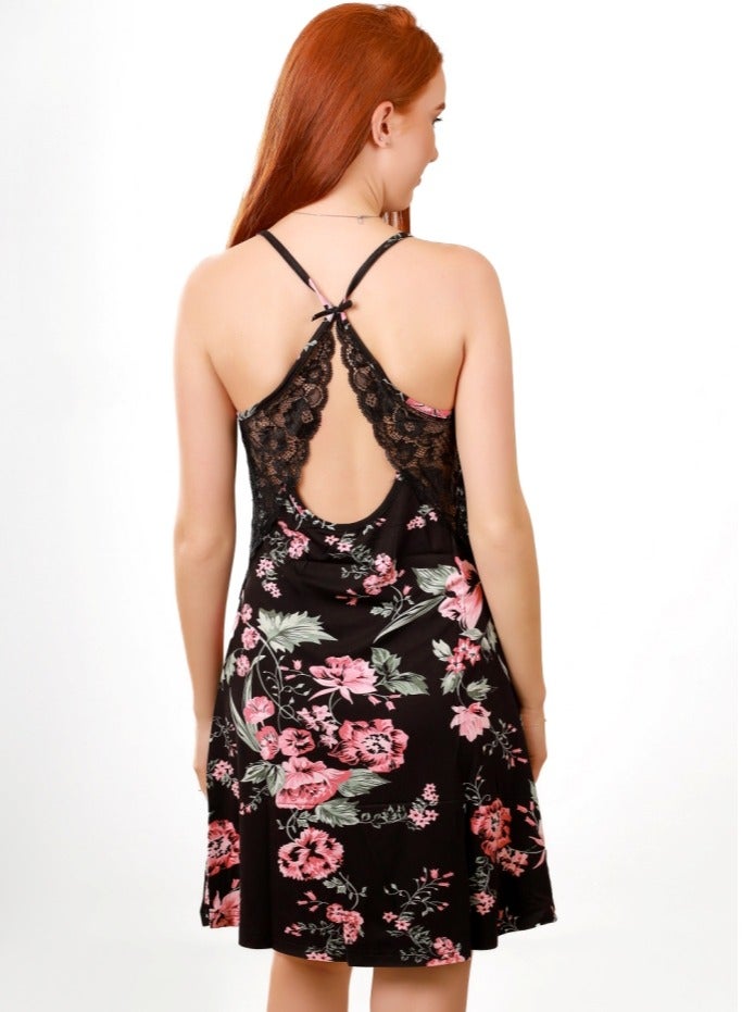 Selina Wear Women's Mini Nightgown Floral -Sleeveless Nightgown, Sleepwear Dress - Nightdress Sleeveless Mini Slip Dress  - Image 5