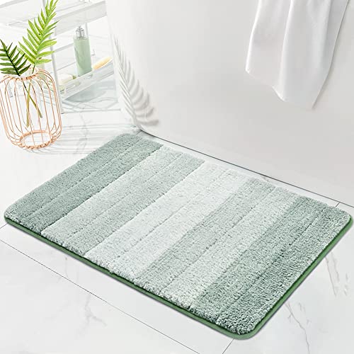 Kmson Ombre Bath Mat Bathroom Rugs, Non Slip Ultra Soft and Water Absorbent Bath Carpet, Machine Washable Quick Dry Bedroom Door Mat Living Room Rug Green 17" x 24" - Image 1