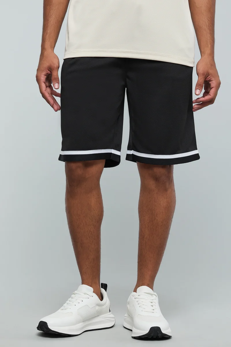 R&B Contrast Trim Shorts with Drawstring Waist