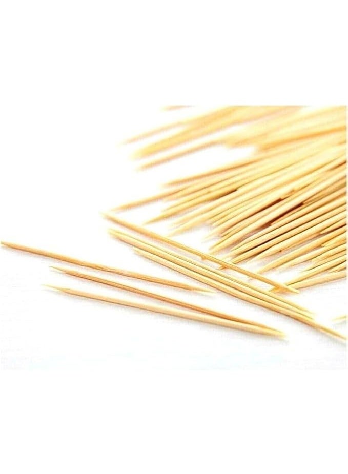 3Pcs Wooden toothpicks round toothpicks in a clear plastic storage box | Sturdy double-sided safe for parties, appetizers, olives, BBQ, fruits, toothpicks. - Image 2