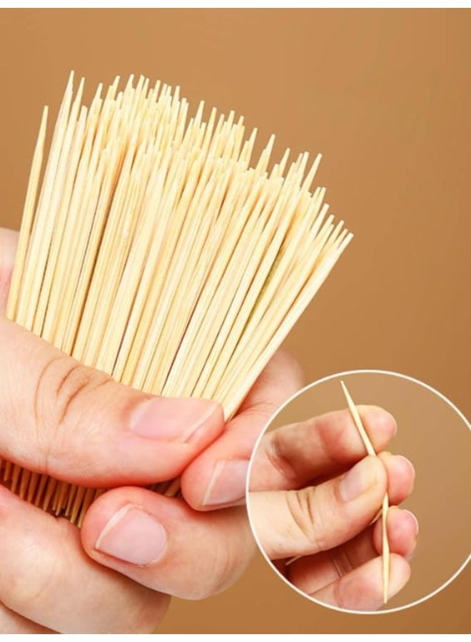3Pcs Wooden toothpicks round toothpicks in a clear plastic storage box | Sturdy double-sided safe for parties, appetizers, olives, BBQ, fruits, toothpicks. - Image 3