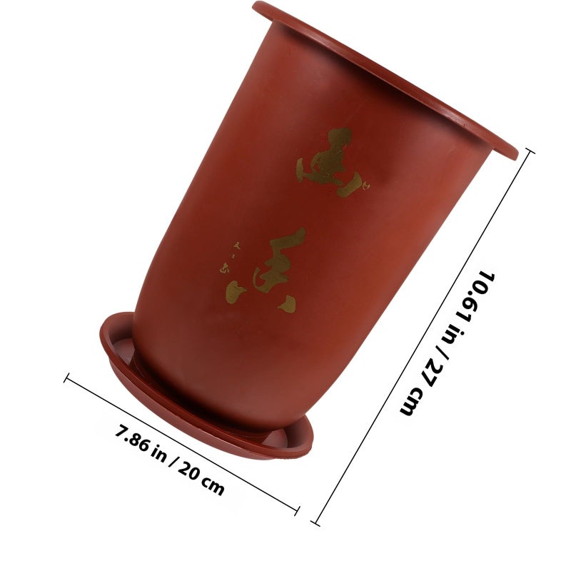 Red Resin Orchid Planter Pot With Saucer 20cm With Drainage Holes Indoor Plants - Image 3