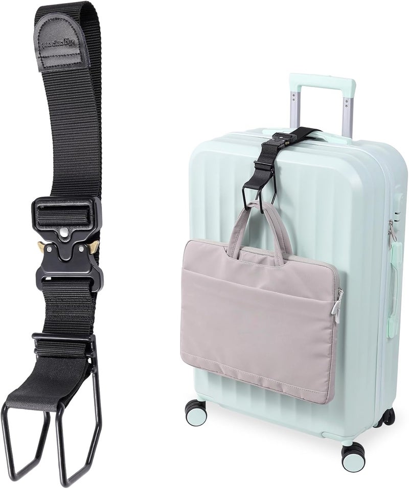 Vigorport Luggage Hook Strap, J Hook for Add a Bag Luggage, Multi Adjustment Bag Strap Hook with Hands Free (Large Size/Metal Buckle) - Image 1