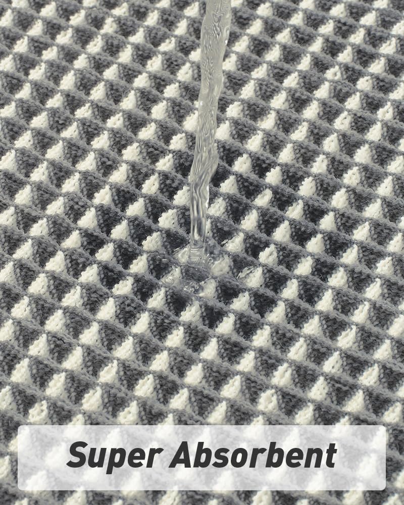 AMOAMI Upgraded Waffle Runner Rug Super Absorbent Non Slip Bath Mats for Bathroom Machine Washable Bathroom Runner Rug with Tassels, Ideal for Hallway Bedroom Laundry Room, 2' x 6', Darkgrey & Cream - Image 2