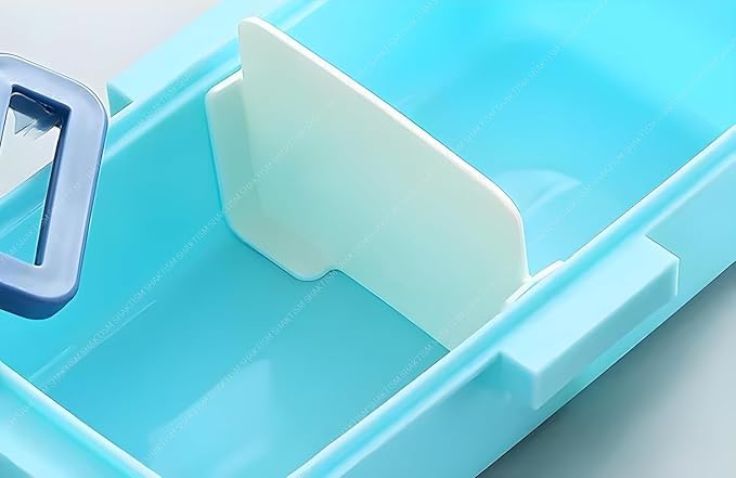 SHAKTISM Plastic Single Grid Lunch Box, Leak Proof, Microwave Safe, with Spoon and Handle, for Kids and Office - 700ml (Lunch Box_Unicorn) (Lunch Box_Dream Space), Blue - Image 4