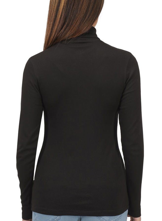 NY Threads Women's Long Sleeve Turtleneck Thermal Tops 3 Pack, Black-white-coffee, L (Pack of 3) - Image 4