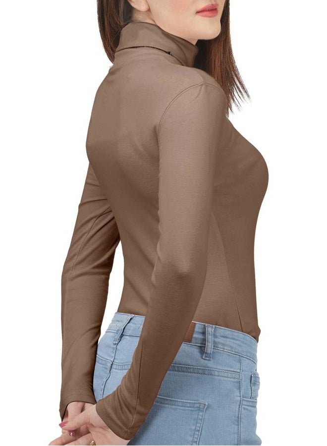 NY Threads Women's Long Sleeve Turtleneck Thermal Tops 3 Pack, Black-white-coffee, L (Pack of 3) - Image 2