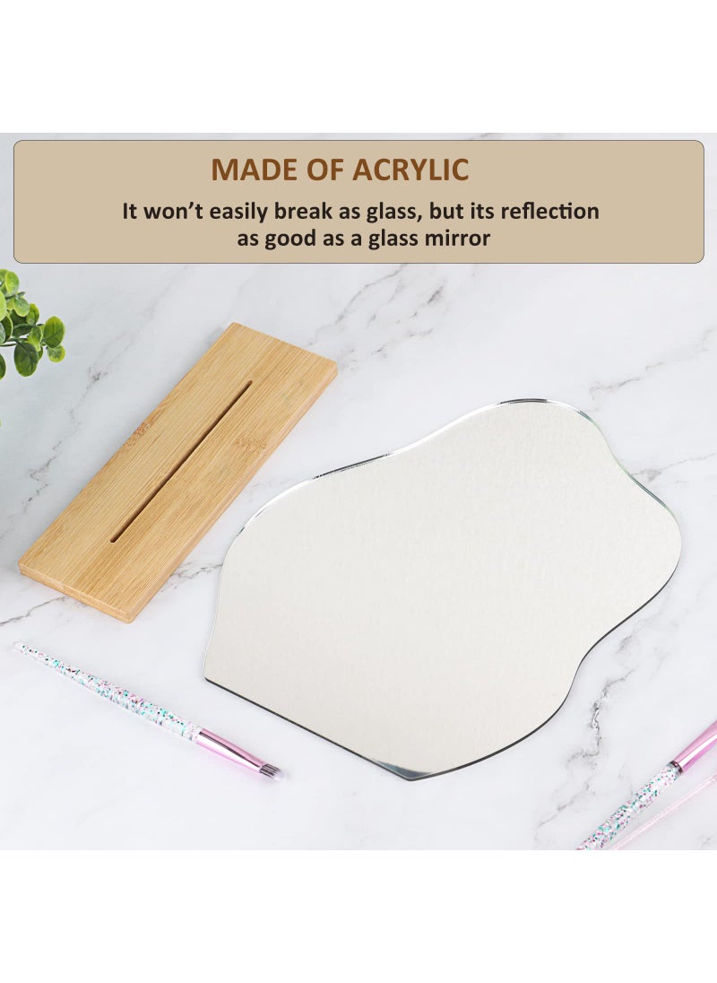DaizySight DaizySight Irregular Aesthetic Vanity Mirror Frameless  Decorative Desk Tabletop Acrylic Mirrors with Wooden Stand for Living Room  Bedroom  and Minimal Spaces Home Decor - Cloud Shape  - Image 4