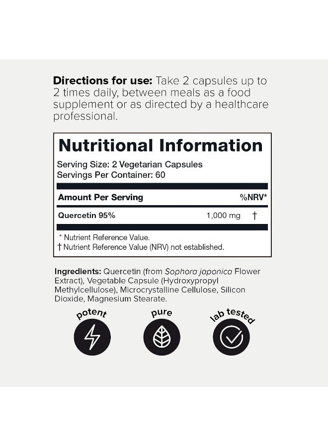 Toniiq Ultra High Purity Quercetin Capsules - 95%+ Highly Purified and Highly Bioavailable - 1000mg Per Serving - 120 Capsules Quercetin Supplement - Image 2