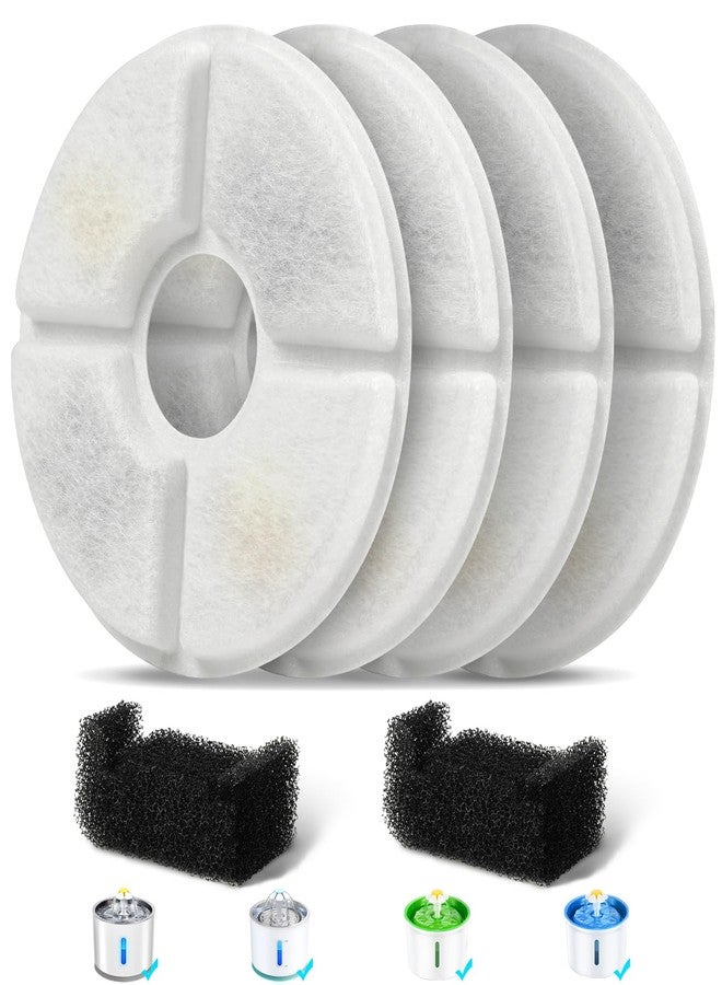 Baofum Filters Replacements for Flower Automatic Pet Fountains, Cat Water Fountain Replacement Parts and Dog Water Dispensers Filters for 81oz/2.4L Round Cat Water Fountains (4 Filters+2 Sponges) - Image 1