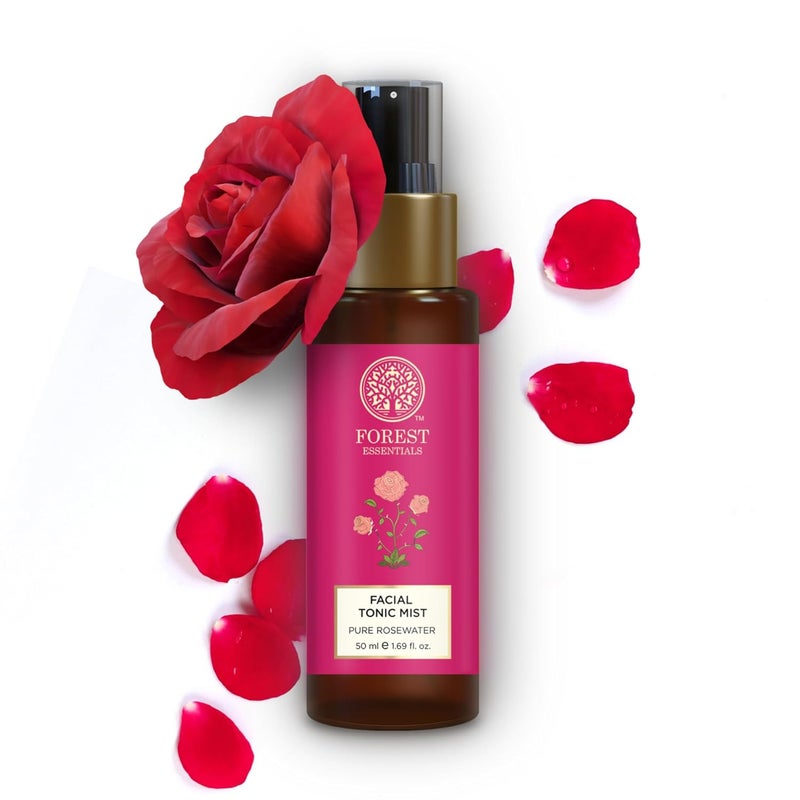 Forest Essentials Travel Size Facial Tonic Mist Pure Rosewater  Refreshing Face Toner For Pore Tightening And Hydration  AlcoholFree Toner For Glowing Skin  50 Ml Pack of 1 - Image 1
