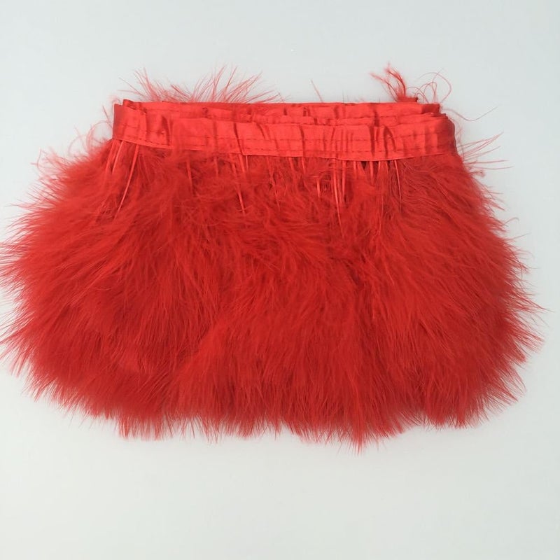 Sowder Turkey Marabou Feather Fringe Trim Pack of 2 Yards(red) - Image 1