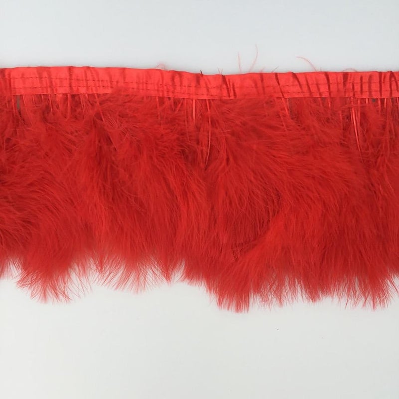 Sowder Turkey Marabou Feather Fringe Trim Pack of 2 Yards(red) - Image 2