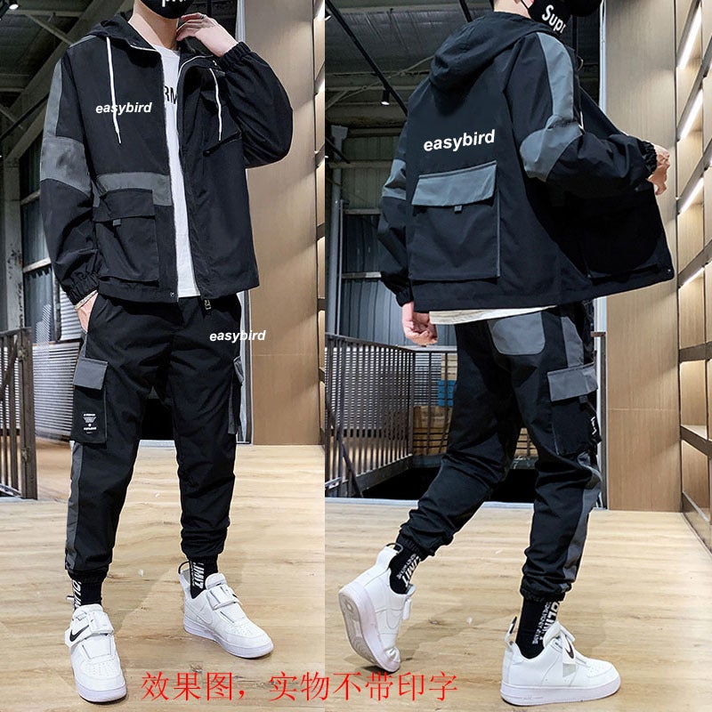 Spring and Autumn New Sports suit Men's College Class Clothes Hooded Couples Fashion Hip Hop Coat Group Printable logo - Image 3