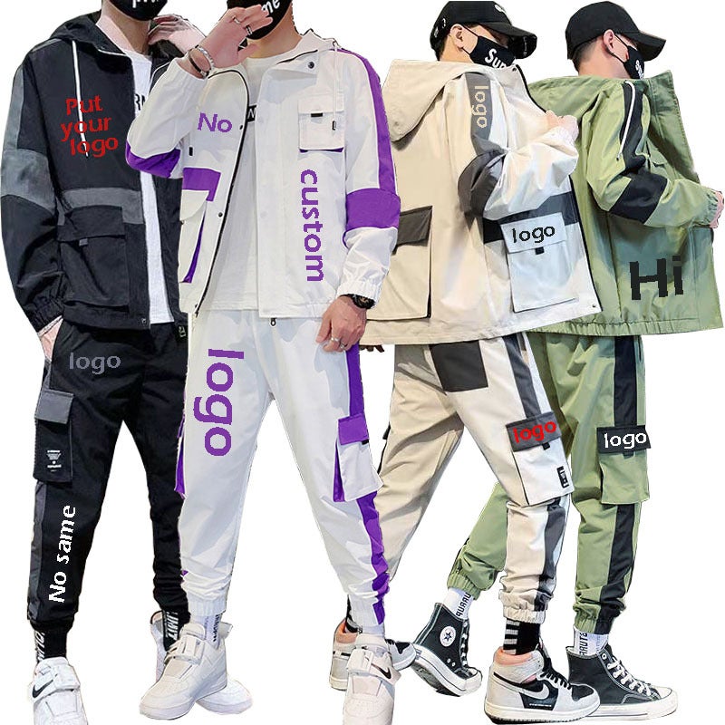 Spring and Autumn New Sports suit Men's College Class Clothes Hooded Couples Fashion Hip Hop Coat Group Printable logo - Image 2
