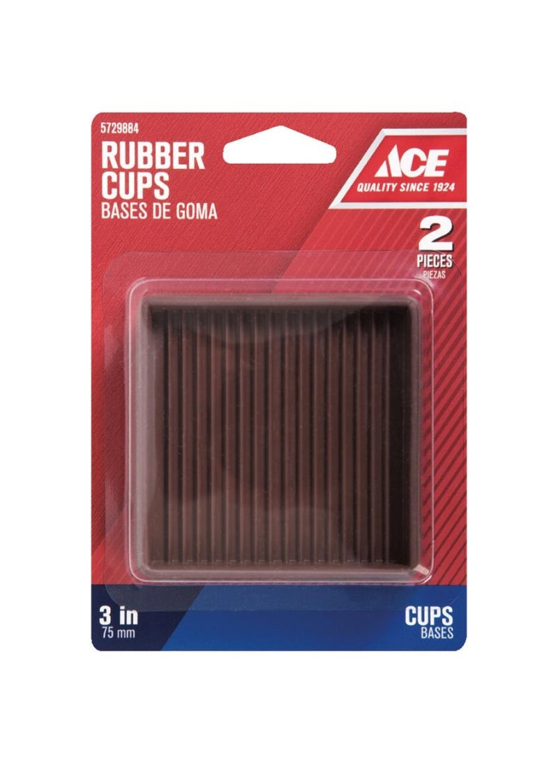 Ace Rubber Square Caster Cups 7.5cm 2 Pieces