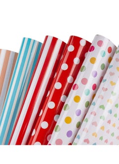 KASTWAVE Wrapping Paper Sheet Thick Birthday Gift Modern Back to School Colorful Design for Holiday Wedding Baby Shower Contains 6 50CM X70CM  - Image 1