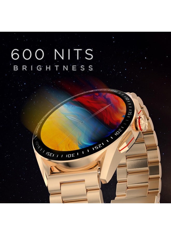 Fire-Boltt - Fire-Boltt Invincible Plus 1.43" AMOLED Display Smartwatch with Bluetooth Calling, TWS Connection, 300+ Sports Modes, 110 in-Built Watch Faces, 4GB Storage & AI Voice Assistant (Rose Gold SS) - Image 1