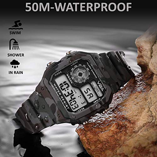 V2A Resin Military Camouflage Small Dial Digital Sports Watch For Men And Boys, Multi-Color Band - Image 5
