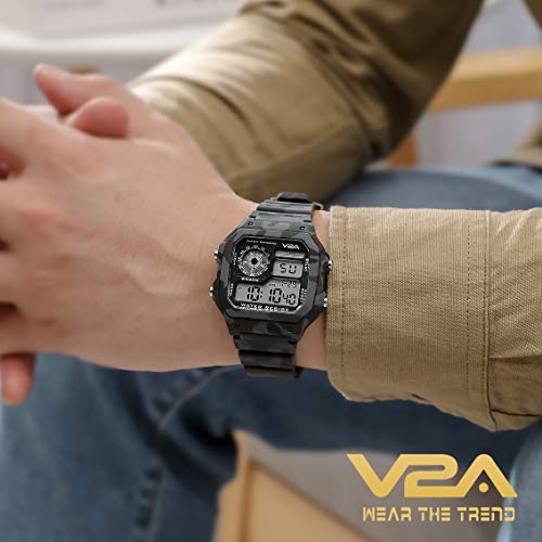V2A Resin Military Camouflage Small Dial Digital Sports Watch For Men And Boys, Multi-Color Band - Image 2