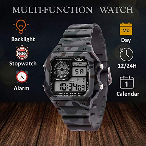 V2A Resin Military Camouflage Small Dial Digital Sports Watch For Men And Boys, Multi-Color Band - Image 4