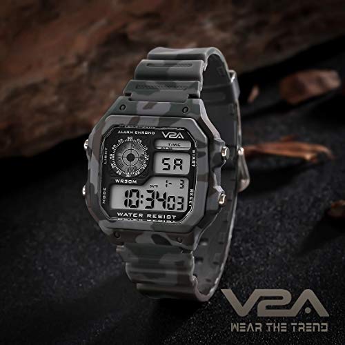 V2A Resin Military Camouflage Small Dial Digital Sports Watch For Men And Boys, Multi-Color Band - Image 3