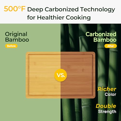 Keechee Extra Large Bamboo Cutting Board for Kitchen - 18 Inch Wood XL Cutting Boards with Juice Groove and Handles, Wooden Chopping Board for Meat, Cheese, Fruit & Vegetables (Pre Oiled, Brown) - Image 2