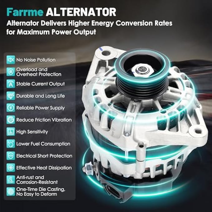 Farrme 13209 Alternators Fit for Hyundai Accent Alternator 2012-2017, for Veloster 2012-2017, for Kia Rio Alternator 2012-2013 L4 1.6L Automotive Replacement Alternators 37300-2B510 373002B500 90 Amp - Image 5