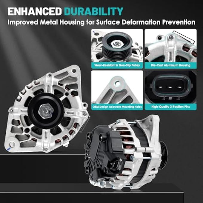 Farrme 13209 Alternators Fit for Hyundai Accent Alternator 2012-2017, for Veloster 2012-2017, for Kia Rio Alternator 2012-2013 L4 1.6L Automotive Replacement Alternators 37300-2B510 373002B500 90 Amp - Image 4
