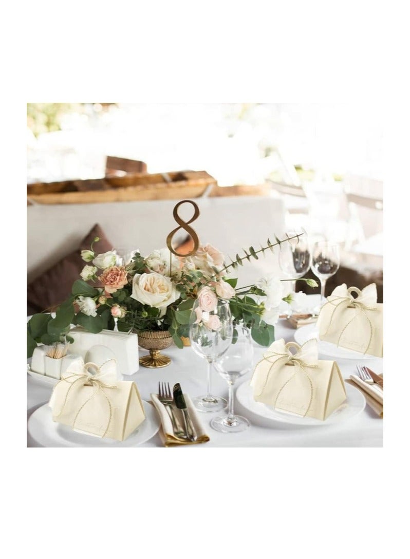 10 Packs Wedding Candy Boxes, Beige Wedding Favor Boxes Chocolate Treat Gift Boxes with Wooden Beads and Ribbon for Wedding Bridal Shower Baptism Baby Shower Birthday Party Decoration Supplies - Image 4