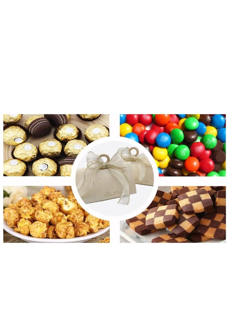 10 Packs Wedding Candy Boxes, Beige Wedding Favor Boxes Chocolate Treat Gift Boxes with Wooden Beads and Ribbon for Wedding Bridal Shower Baptism Baby Shower Birthday Party Decoration Supplies - Image 5