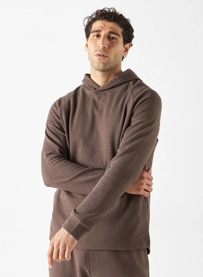 ADOT by Splash Textured Hooded Sweatshirt with Long Sleeves
