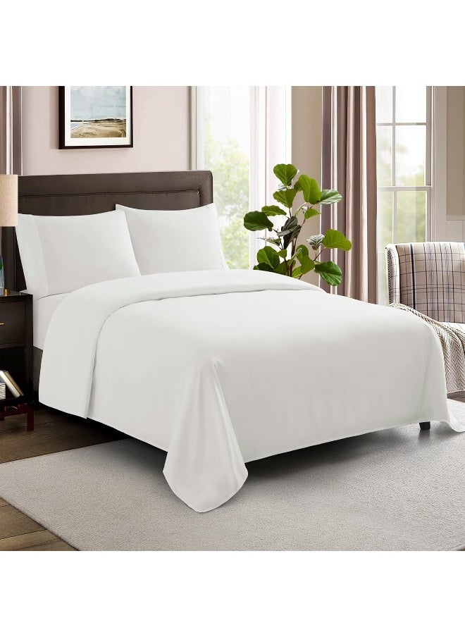 Sweet Home Collection Sweet Home Collection Queen Size Sheets 100% Cotton Made in Egypt Soft 600 Thread Count for Queen Size Bed Mattress, 4 Pieces Bedding Sheets & Pillowcases Sets, Queen, White  - Image 1