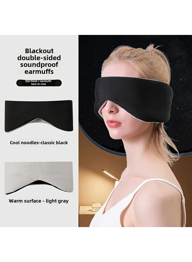 Black Space Capsule Light Blocking Eye Mask Warm Cool Dual Sensation for Sleeping Travel - Image 1