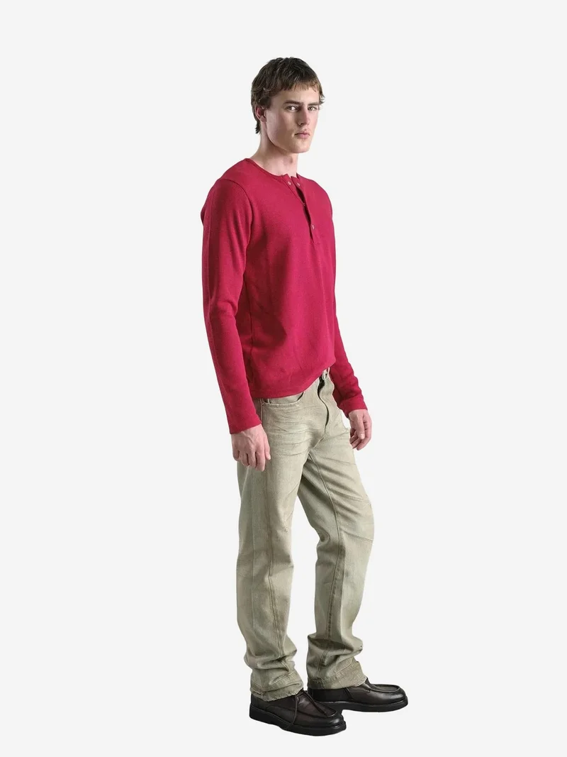 Giesto GIESTO Comfort Fit Long Sleeve Button Collar T-Shirt