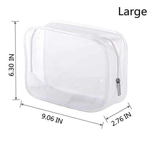 BEFORYOU 6 Pack Clear Toiletry Carry Pouch with Zipper Portable Plastic Waterproof Cosmetic Bag TSA Approved for Vacation Travel Bathroom and Organizing (White, Small and Large) - Image 2
