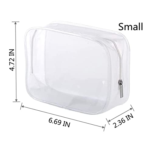 BEFORYOU 6 Pack Clear Toiletry Carry Pouch with Zipper Portable Plastic Waterproof Cosmetic Bag TSA Approved for Vacation Travel Bathroom and Organizing (White, Small and Large) - Image 3