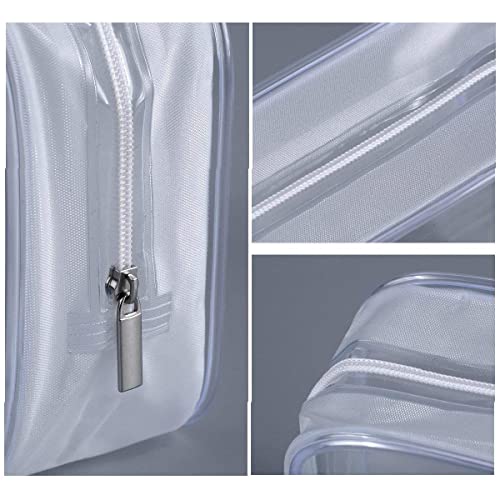 BEFORYOU 6 Pack Clear Toiletry Carry Pouch with Zipper Portable Plastic Waterproof Cosmetic Bag TSA Approved for Vacation Travel Bathroom and Organizing (White, Small and Large) - Image 5