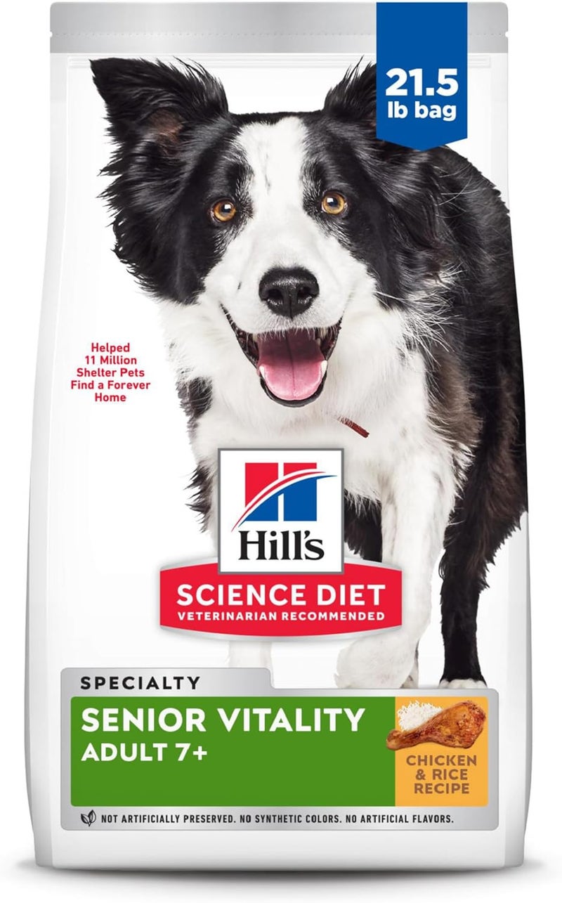 Hills Science Diet Senior 7 Senior Vitality Chicken  Rice Recipe Dry Dog Food 215 lbs - Image 1