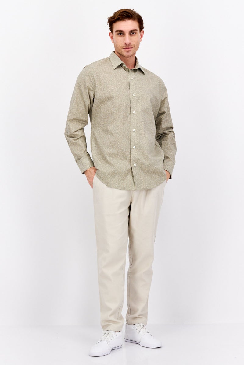 Van Heusen Men Regular Fit Floral Print Long Sleeve Dress Shirt, Sage Green - Image 4