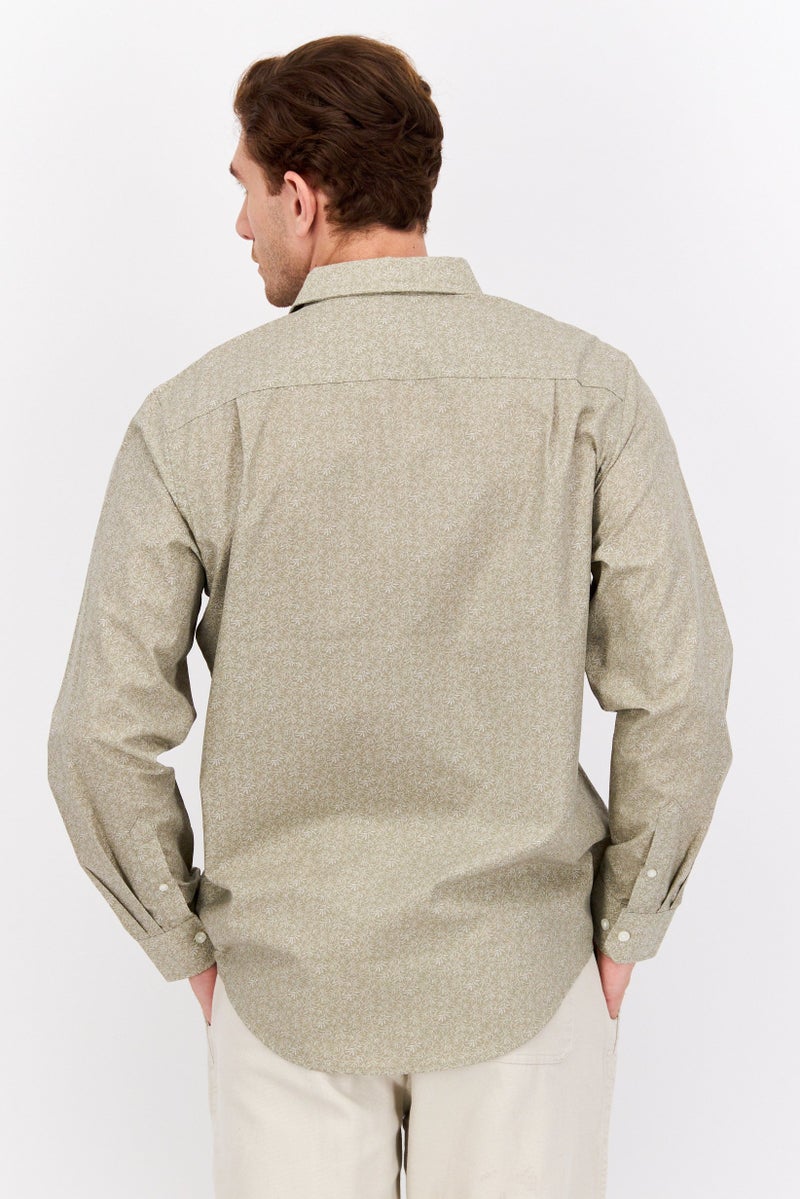 Van Heusen Men Regular Fit Floral Print Long Sleeve Dress Shirt, Sage Green - Image 3