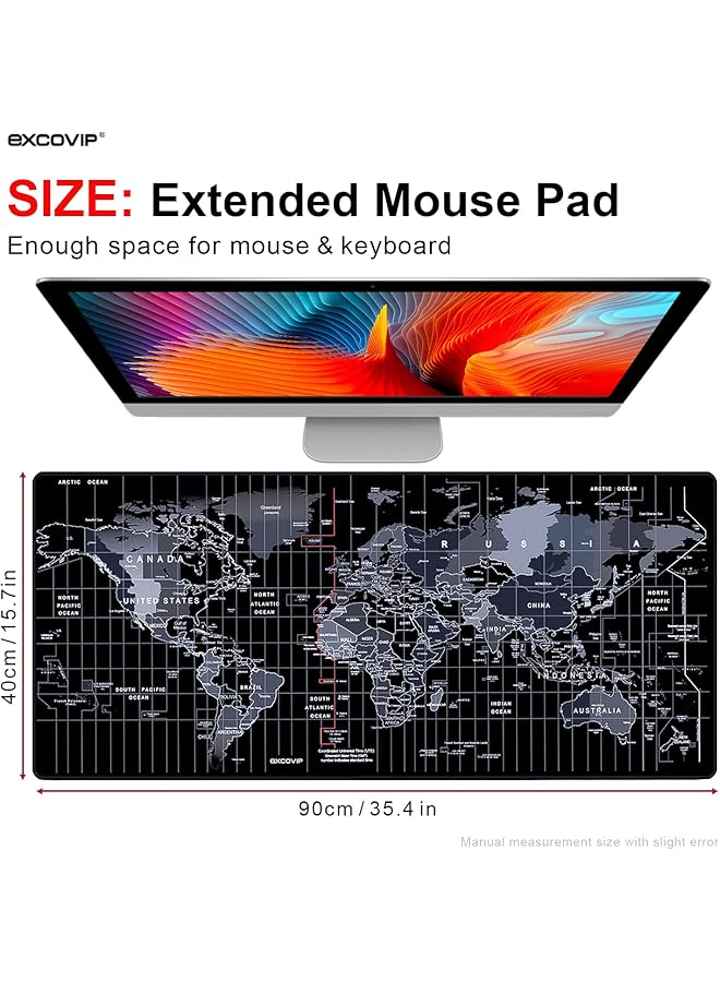 excovip Gaming Mouse Pad Xxl Anti Skid 900X400Mm Mouse Pads Extended Large Desk Pad World Map Keyboard Mousepad Upgrade Version 9640 - Image 2