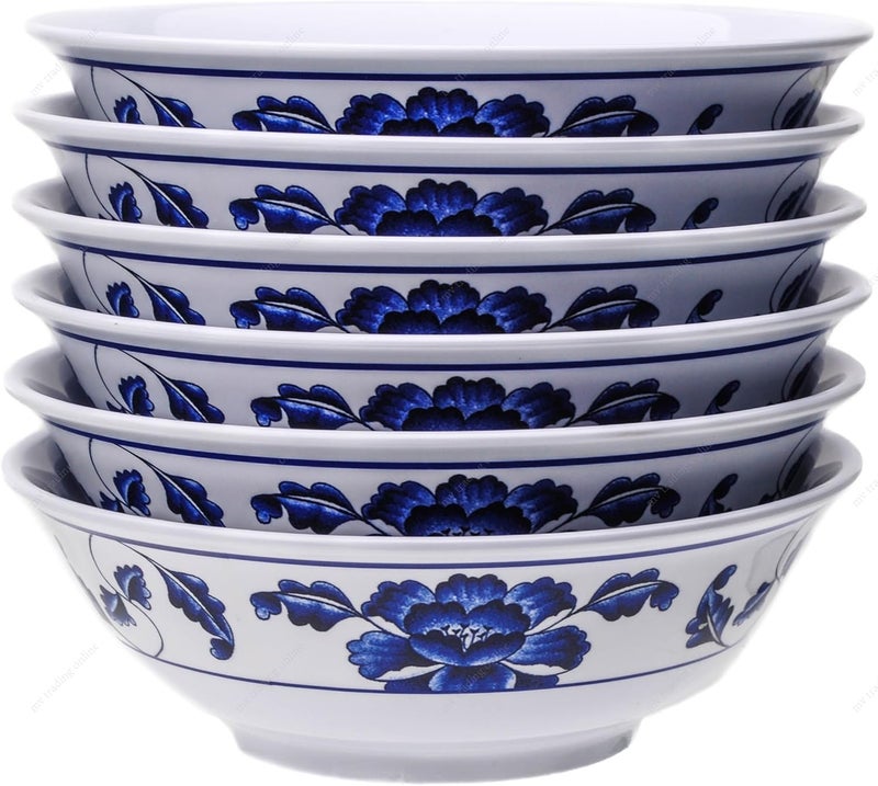 M.V. Trading Melamine Oriental Pho Noodle Soup Bowl 36 Ounce Lotus Design Set of 6 - Image 1