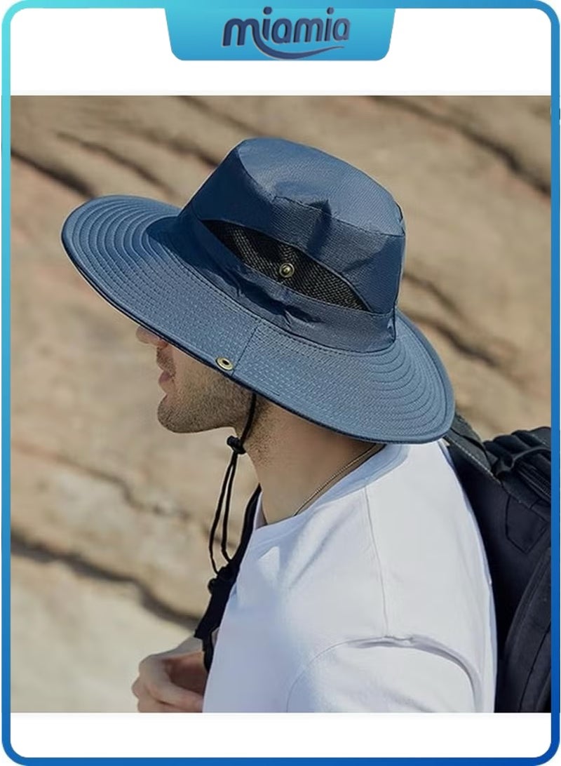 Miamia Men Women Sun Hat Cowboy Hat with Straw Wide Brim Bucket Breathable Boonie Hats for Fishing, Hiking, Garden, Beach - Image 4