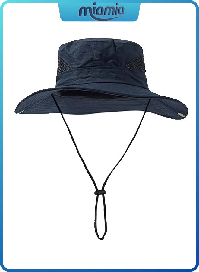 Miamia Men Women Sun Hat Cowboy Hat with Straw Wide Brim Bucket Breathable Boonie Hats for Fishing, Hiking, Garden, Beach - Image 1