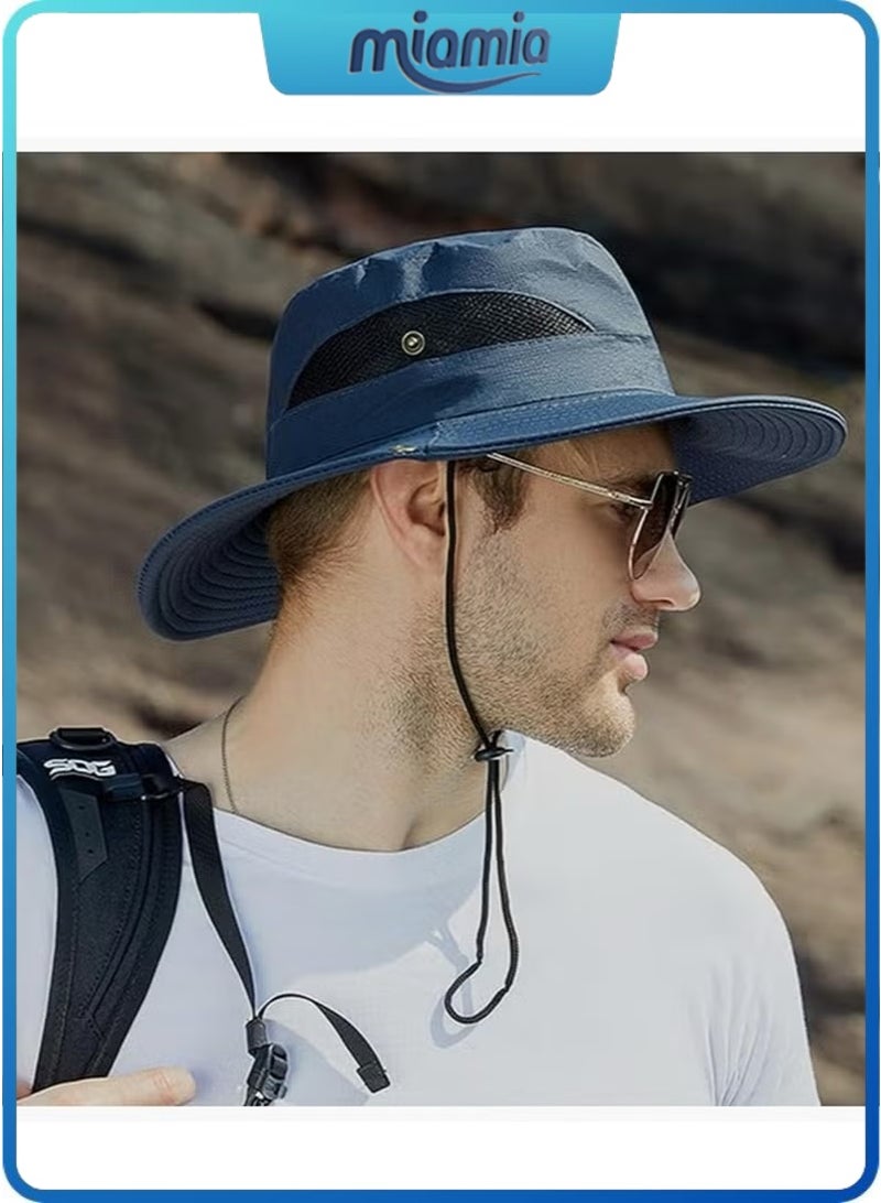 Miamia Men Women Sun Hat Cowboy Hat with Straw Wide Brim Bucket Breathable Boonie Hats for Fishing, Hiking, Garden, Beach - Image 3