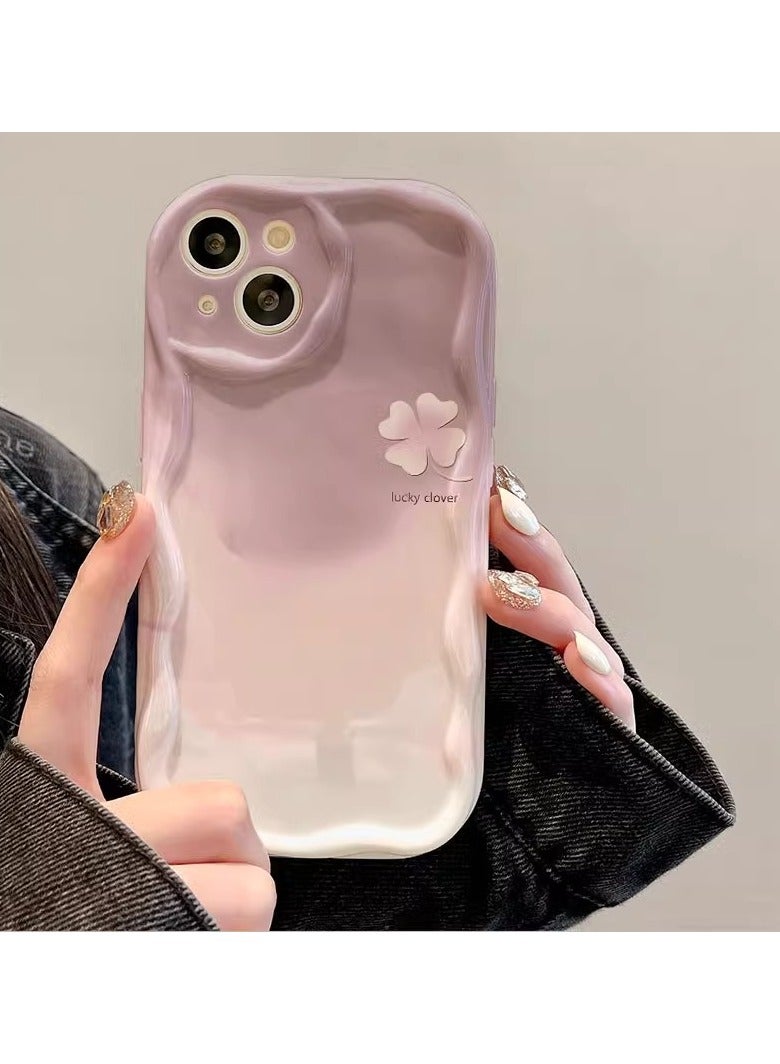 NIBEMINENT White Rose Clover Protective TPU Case Cover For iPhone 15 Plus