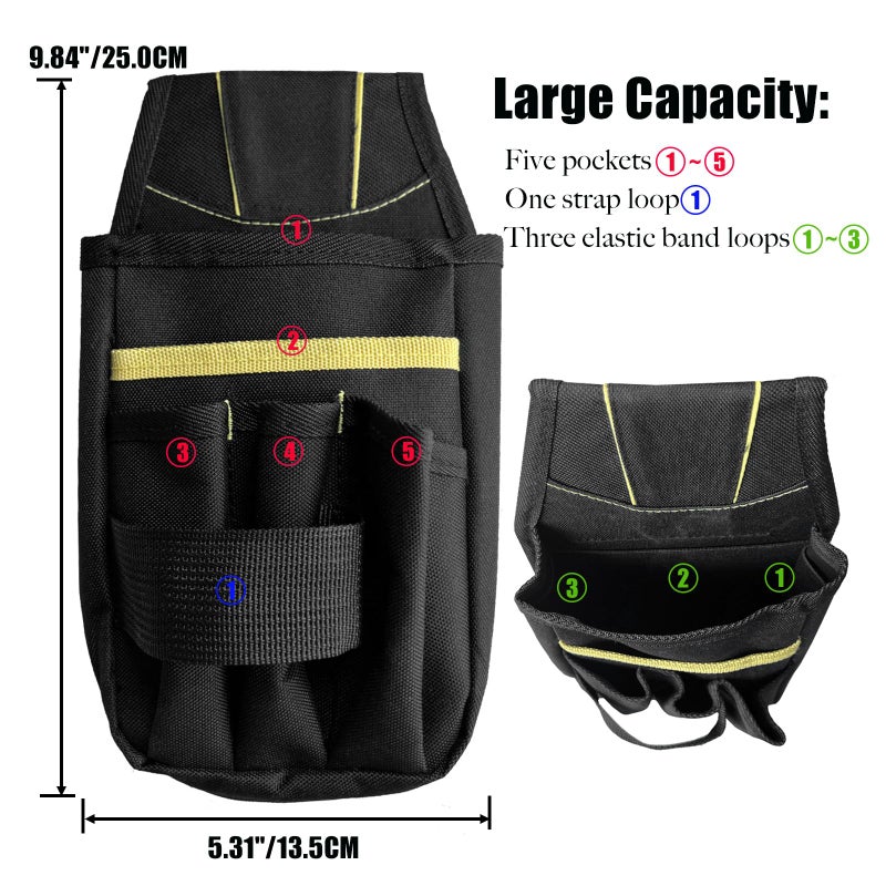 FAUDRECRO Small Tool Bag with Belt Jacket Multi Pocket Holster Case Tool Bag Lightweight Durable Fabric for Electricians - Image 2