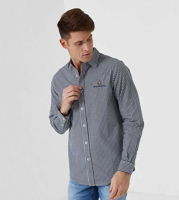 BEVERLY HILLS POLO CLUB Long Sleeve Classic Collar Everlasting Gingham Poplin Shirt